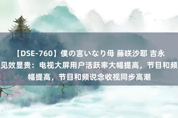 【DSE-760】僕の言いなり母 藤咲沙耶 吉永はるか “双处罚”见效显贵：电视大屏用户活跃率大幅提高，节目和频说念收视同步高潮