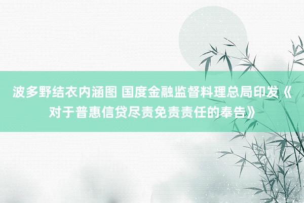 波多野结衣内涵图 国度金融监督料理总局印发《对于普惠信贷尽责免责责任的奉告》