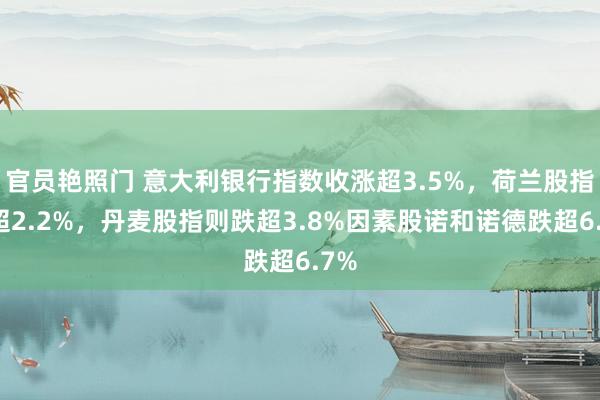 官员艳照门 意大利银行指数收涨超3.5%，荷兰股指涨超2.2%，丹麦股指则跌超3.8%因素股诺和诺德跌超6.7%