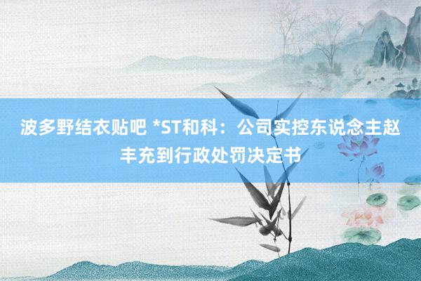 波多野结衣贴吧 *ST和科：公司实控东说念主赵丰充到行政处罚决定书