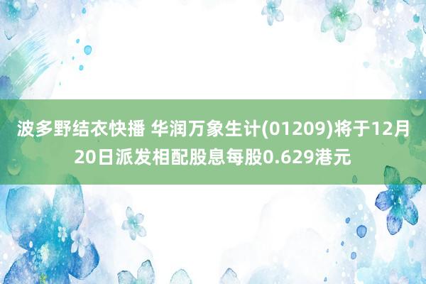 波多野结衣快播 华润万象生计(01209)将于12月20日派发相配股息每股0.629港元