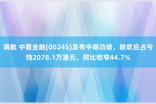 调教 中薇金融(00245)发布中期功绩，鼓吹应占亏蚀2078.1万港元，同比收窄44.7%