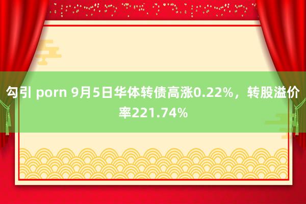 勾引 porn 9月5日华体转债高涨0.22%，转股溢价率221.74%